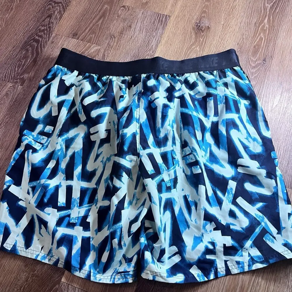 Nike Volley Board Shorts Graffiti Pattern Swim Trunks Mens Size XXL Lined 2XL